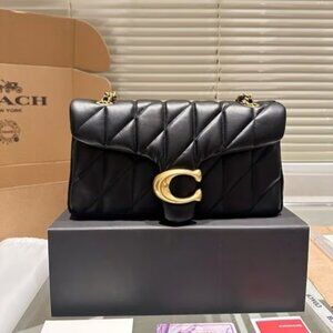 Coach Tabby Shoulder Bag 26 Quilted Black with Gold Hardware